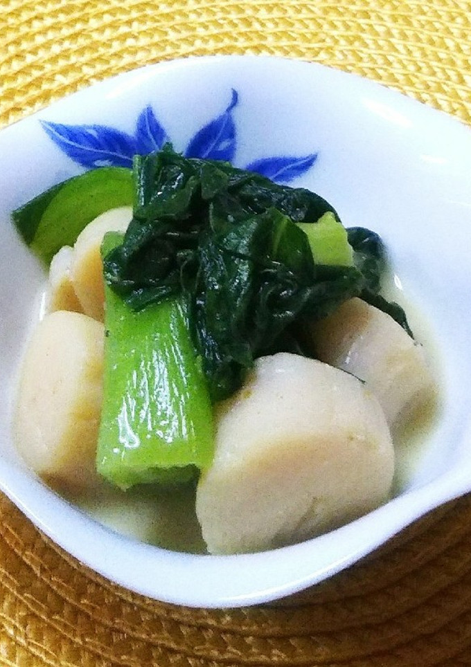 ホタテと青梗菜のカレー豆乳炒め-レシピのメイン写真