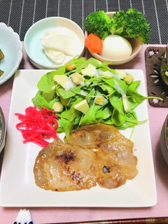 豚ロースメインの豚味噌漬け焼き夕飯献立-レシピのメイン写真