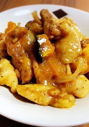 鶏肉とかぼちゃの味噌バター炒め-レシピのメイン写真