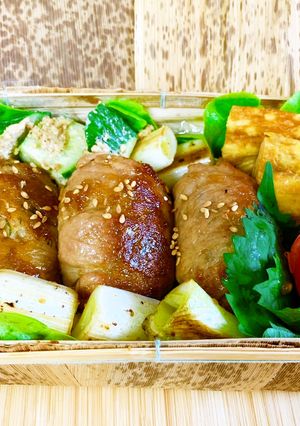生姜たっぷり!肉巻きおにぎり弁当-レシピのメイン写真