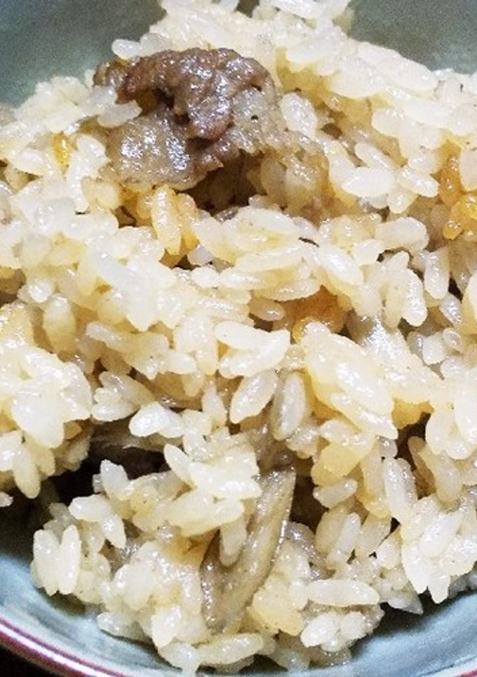 うんまっ！我が家の牛ごぼう炊き込みご飯-レシピのメイン写真