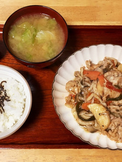 長芋と豚肉のポン酢炒め定食-レシピのメイン写真