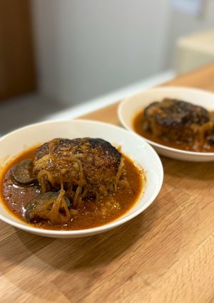 失敗なしふわふわ煮込みハンバーグ🍽️-レシピのメイン写真