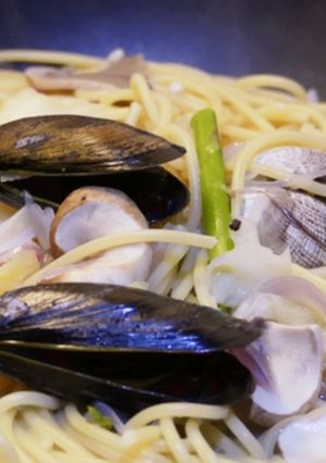 酒蒸しの残りのスープでボンゴレ ビアンコ-レシピのメイン写真