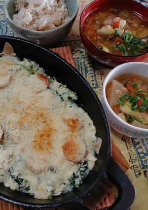 小松菜豆腐チーズぱん粉焼き(簡単)-レシピのメイン写真