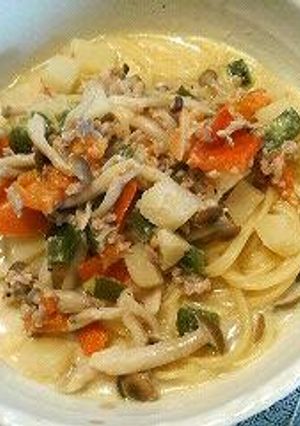 所要時間２０分　野菜たっぷりスープスパ-レシピのメイン写真