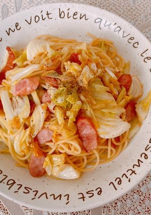 ☆キャベツとウインナーのコンソメパスタ☆-レシピのメイン写真