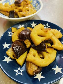 れんこんとしいたけの甘辛炒め-レシピのメイン写真