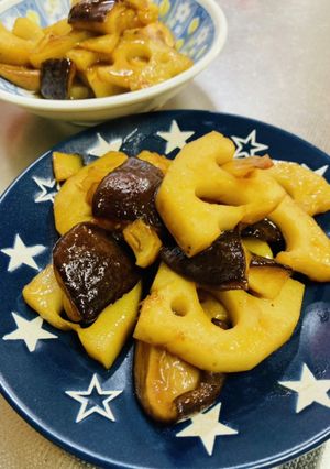 れんこんとしいたけの甘辛炒め-レシピのメイン写真