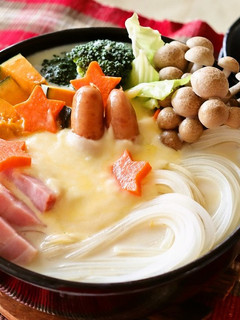 マロニーとかぼちゃの豆乳チーズ鍋-レシピのメイン写真