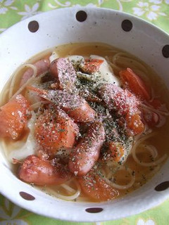 チーズがとろ~り❤トマトスープパスタ♪-レシピのメイン写真