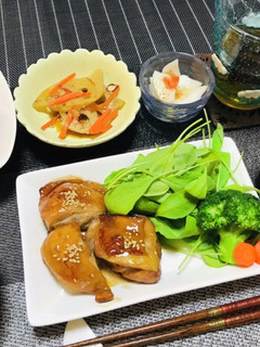 照り焼きチキンメインの夕飯献立和食ごはん-レシピのメイン写真