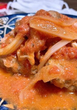 トマトの煮込みハンバーグ-レシピのメイン写真