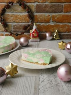 電子レンジ★クリスマスのレアチーズケーキ-レシピのメイン写真