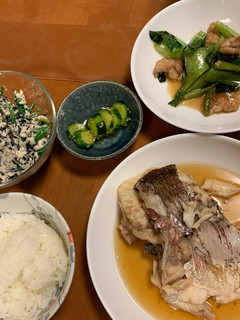 鯛の煮付け、小松菜の炒め物他-レシピのメイン写真