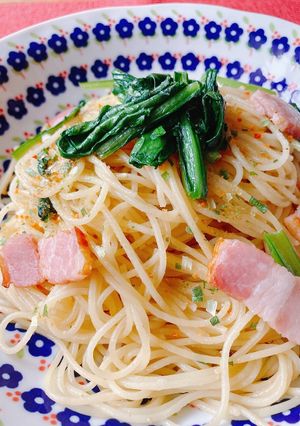 炒飯の素で☆ベーコンと小松菜のパスタ-レシピのメイン写真