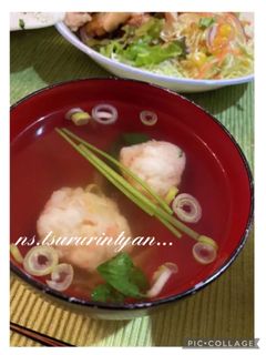 海老しんじょうの吸い物 袋1枚簡単調理-レシピのメイン写真
