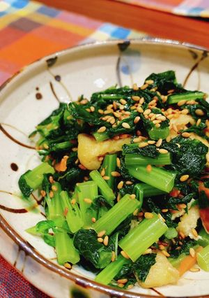 みりんが甘い！大根葉と油揚げのゴマ油炒め-レシピのメイン写真