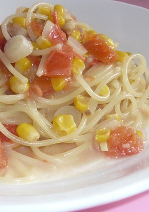 ノンオイルみょうがとトマトの煮込みパスタ-レシピのメイン写真