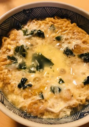 卵溶き入れ●わかめ＆玉子のチキンラーメン-レシピのメイン写真