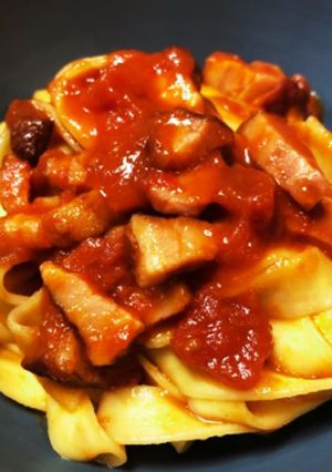 ロールキャベツ残りトマトソースdeパスタ-レシピのメイン写真