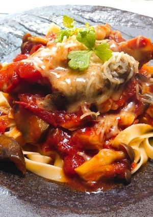 ◆茄子とチキンのピリ辛トマトパスタ♪-レシピのメイン写真
