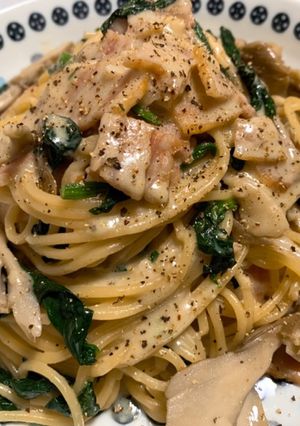 牛乳で☆ベーコンと舞茸のクリームパスタ-レシピのメイン写真