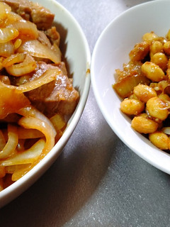 味噌漬け豚肉炒めと味噌大豆1-レシピのメイン写真