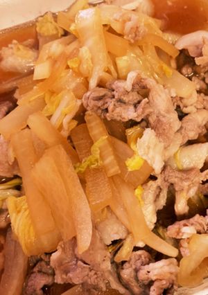 白菜と大根と豚肉の煮物。卵とじにも-レシピのメイン写真