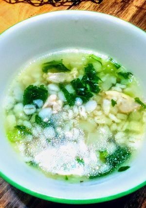 甘い秋かぶのヘルシーで美味な押し麦鶏雑炊-レシピのメイン写真