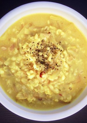 押麦と玉ねぎのワンポット*豆乳リゾット-レシピのメイン写真