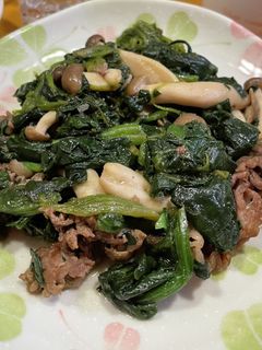 ほうれん草しめじ☆牛肉のわさび醤油炒め♪-レシピのメイン写真