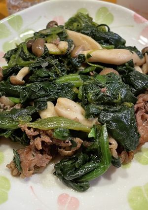 ほうれん草しめじ☆牛肉のわさび醤油炒め♪-レシピのメイン写真