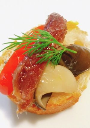 ピンチョス:オイル舞茸パプリカアンチョビ-レシピのメイン写真