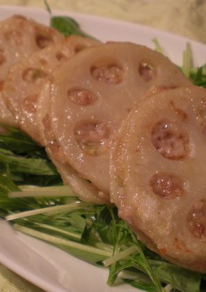 蓮根のはさみ焼き☆エビ入り-レシピのメイン写真