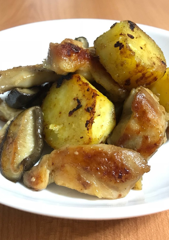鶏とサツマイモと椎茸のうま塩炒め-レシピのメイン写真