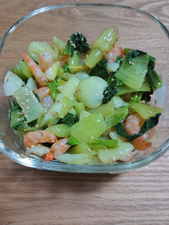 チンゲン菜とむきエビの ナムル。レンジで-レシピのメイン写真
