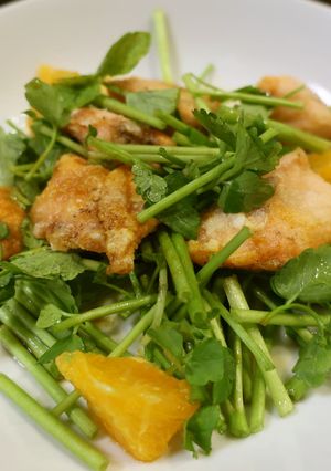 揚げサーモンとセリの総菜サラダ-レシピのメイン写真