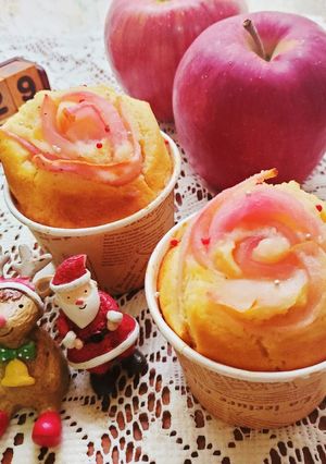 簡単可愛い♪アップルフラワーカップケーキ-レシピのメイン写真