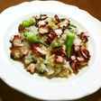 蛸と大蒜の蕾芽のガーリックライス 燕麦入