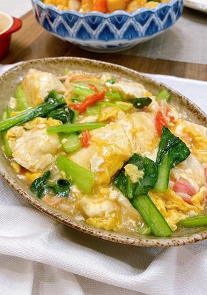 豆腐と卵の小松菜かにかまあんかけ-レシピのメイン写真