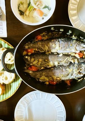即席♪虹鱒のアクアパッツア(*´꒳`*)-レシピのメイン写真