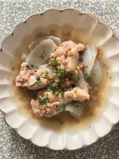 【朝スープ】鶏とレンズ豆のスープ-レシピのメイン写真