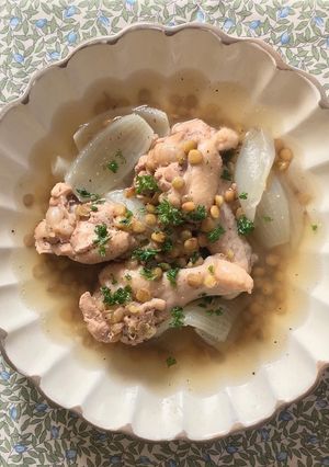 【朝スープ】鶏とレンズ豆のスープ-レシピのメイン写真