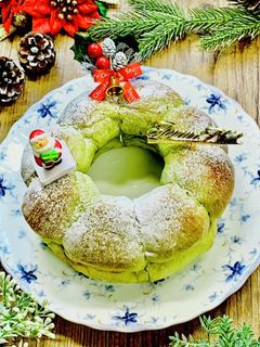抹茶のちぎりパンでクリスマスリースパン-レシピのメイン写真