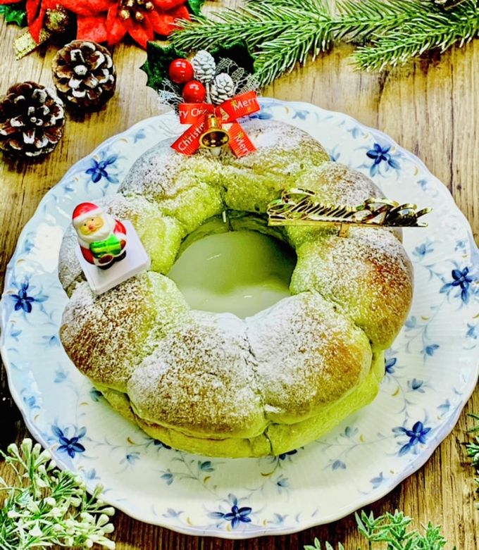 抹茶のちぎりパンでクリスマスリースパン by ローズ＆ローズ06