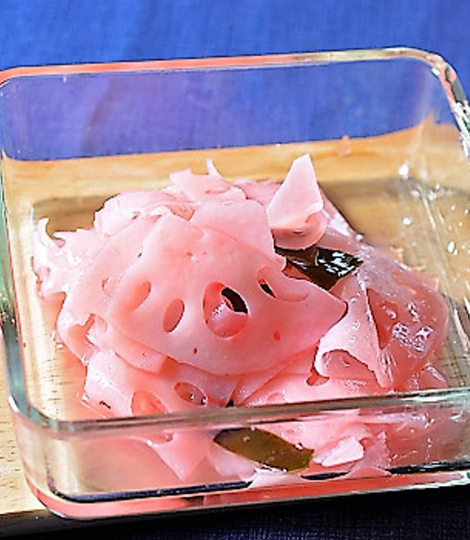 梅酢で色を付けた蓮根-レシピのメイン写真
