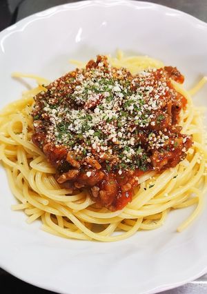 レンジで下ごしらえスパゲティミートソース-レシピのメイン写真