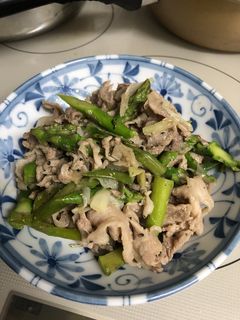 豚コマとアスパラのごま味噌炒め-レシピのメイン写真