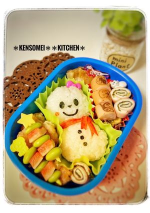 まん丸雪だるまのお弁当☆幼稚園 3歳-レシピのメイン写真